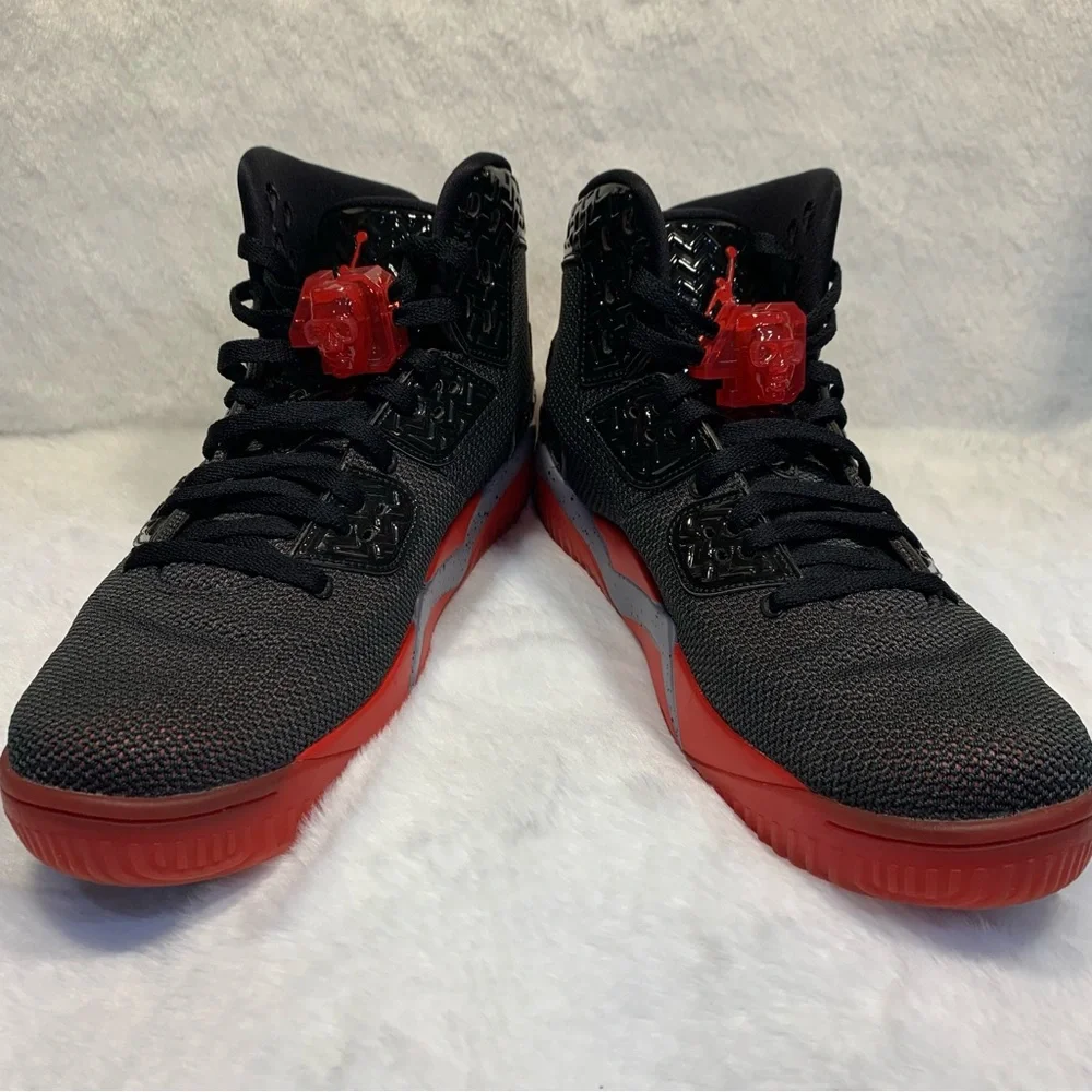 Nike Air Jordan Spike Forty Athletic Sneakers Black Fire Red Cement Grey Size 11